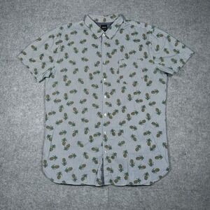 Hugo Boss Button Down Shirt Men's Size XL Pineapple Print Short Sleeve Slim Fit